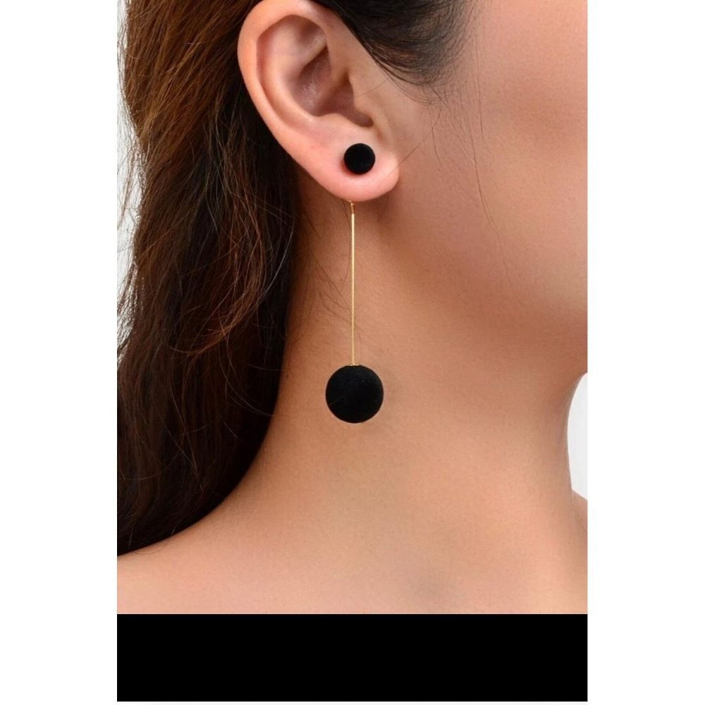 Black ball earrings  lightweight jacket chunky big black link gold statement